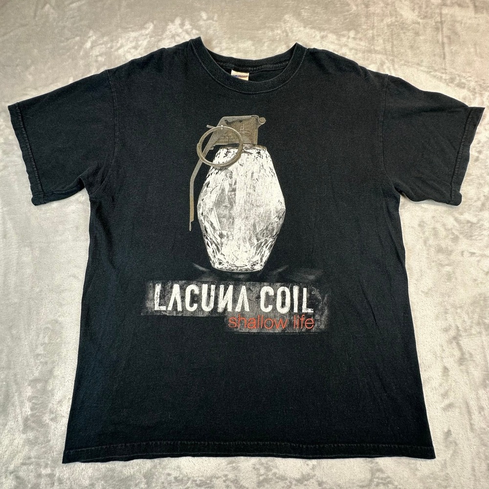 Gildan T-Shirt Mens L Black Lacuna Coil Spellbound 2009 US Tour Shallow Life